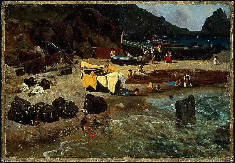 Albert Bierstadt Fishing Boats at Capri